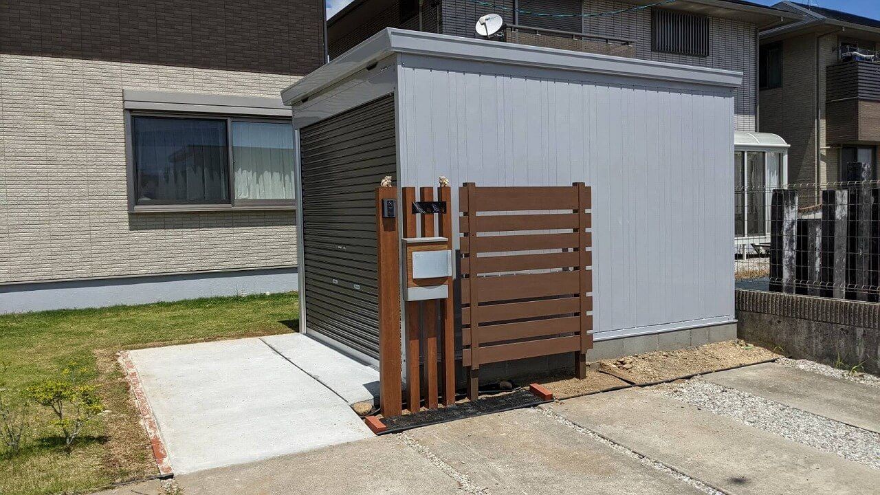 バイクガレージを設置して門壁をリフォーム｜浜松市の外構・エクステリア専門店 まろうど
