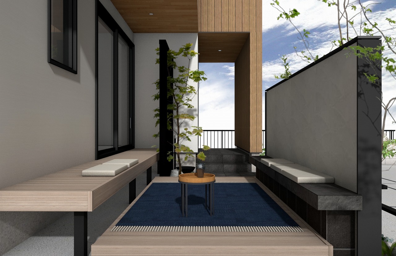 ヴィラウッドが映える小さなお庭の和モダン外構｜浜松市の外構・エクステリア専門店 まろうど