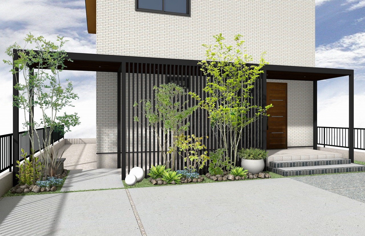 『プラスG』がつくる上質なスロープ動線の和モダン外構｜浜松市の外構・エクステリア専門店 まろうど